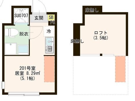 （仮称）仲宿⑨ 0201号室 間取り