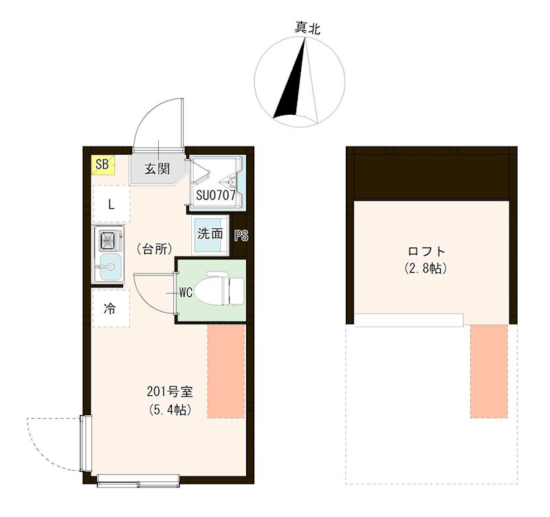 カーサ エスト 小岩 0201号室 間取り