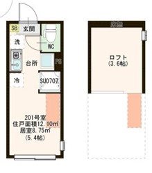 Ａｍｅｎ Ｃｏｒｎｅｒ 堀切 0201号室 間取り