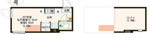 Ａｍｅｎ Ｃｏｒｎｅｒ 堀切 0207号室 間取り