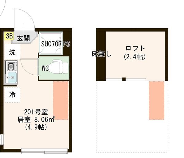 シースカイ平井 0201号室 間取り