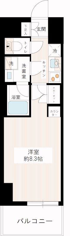 イアース西日暮里 0902号室 間取り