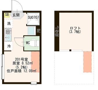 ハーモニーテラス富士見台Ⅲ 0201号室 間取り
