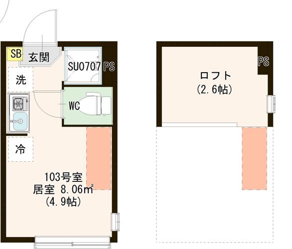 シースカイ平井 0103号室 間取り