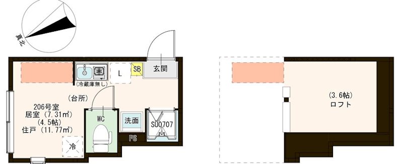 ヴェローナ平井 0206号室 間取り