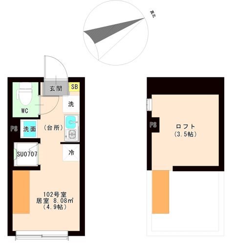 ＪＵＮＥ 0102号室 間取り