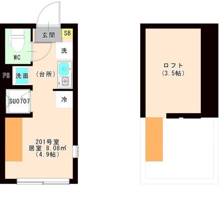ＪＵＮＥ 0201号室 間取り