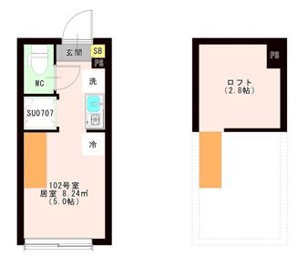 ＯＴＡＳ 代田橋 0102号室 間取り