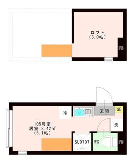 ＯＴＡＳ 代田橋 0105号室 間取り