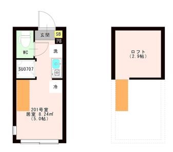 ＯＴＡＳ 代田橋 0201号室 間取り