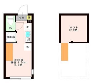 ＯＴＡＳ 代田橋 0202号室 間取り