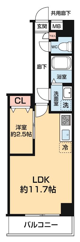 ＡＲＣＯＢＡＬＥＮＯ ＤＡＩＳＨＩＭＡＥ 0301号室 間取り