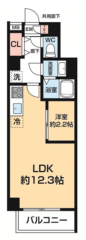 ＡＲＣＯＢＡＬＥＮＯ ＤＡＩＳＨＩＭＡＥ 0108号室 間取り