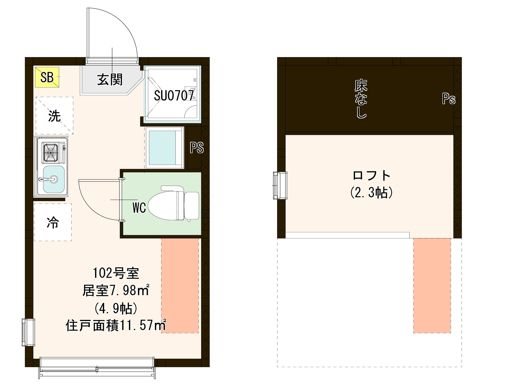 Ｖｉｌｌｅｔｔａ Ｉ 亀戸 0102号室 間取り
