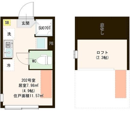 Ｖｉｌｌｅｔｔａ Ｉ 亀戸 0202号室 間取り