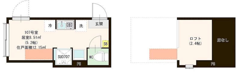 Ｖｉｌｌｅｔｔａ Ｉ 亀戸 0107号室 間取り