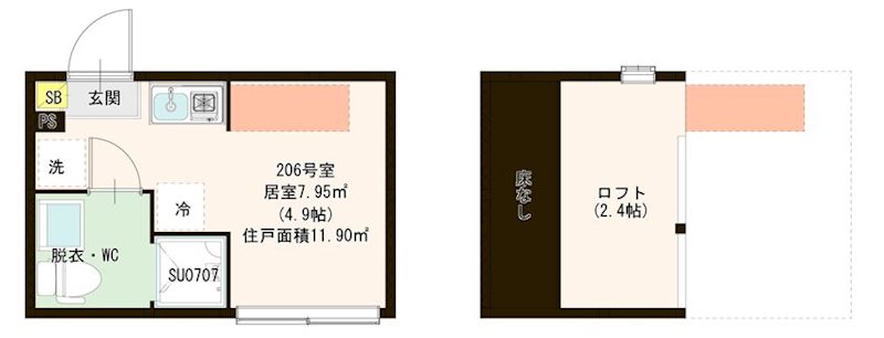 Ｖｉｌｌｅｔｔａ Ｉ 亀戸 0206号室 間取り