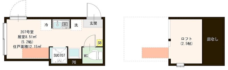 Ｖｉｌｌｅｔｔａ Ｉ 亀戸 0207号室 間取り