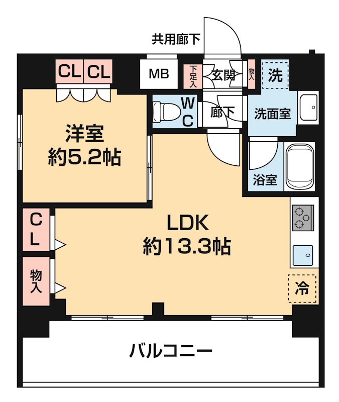 ＡＲＣＯＢＡＬＥＮＯ ＯＳＨＩＡＧＥ ＢＬＯＳＳＯＭ 0705号室 間取り
