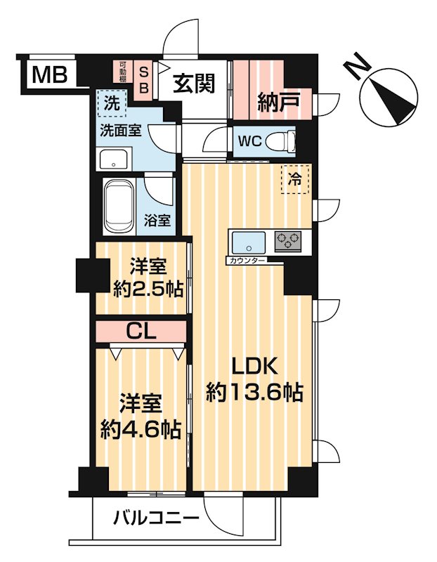 アスブルーム奥浅草 0401号室 間取り