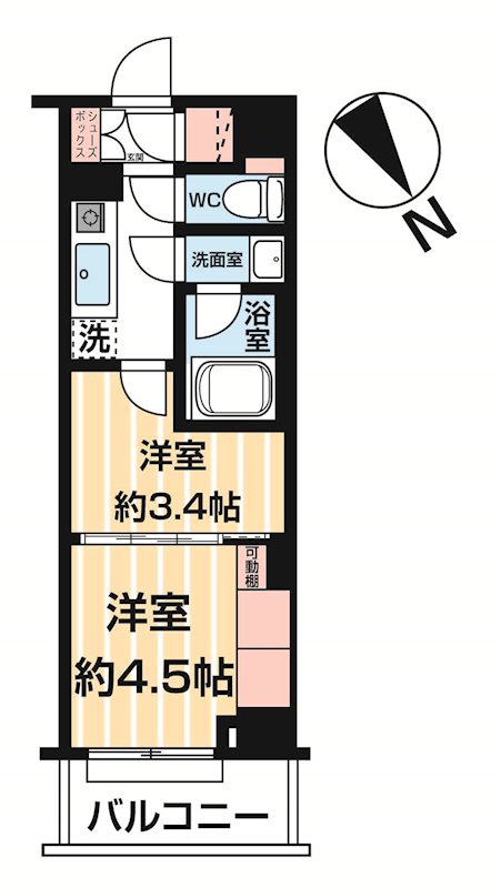 ＡＲＣＯＢＡＬＥＮＯ ＴＡＫＥＮＯＴＳＵＫＡ 0104号室 間取り