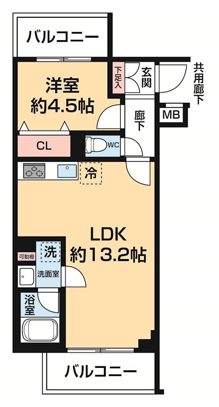 ＡＲＣＯＢＡＬＥＮＯ ＨＩＧＡＳＨＩＭＵＫＯＪＩＭＡ 0310号室 間取り