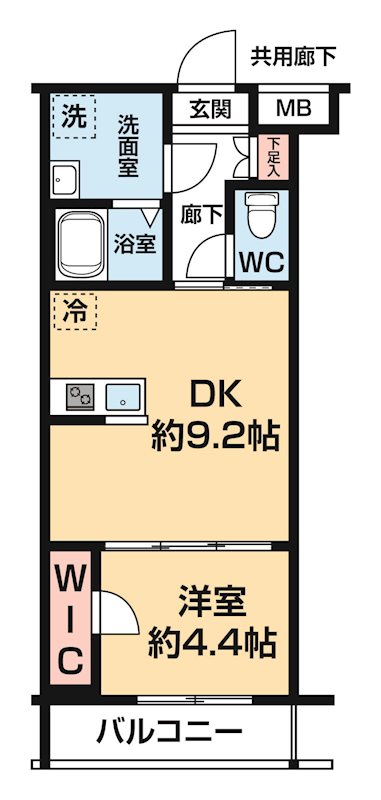 ＡＲＣＯＢＡＬＥＮＯ ＳＨＩＭＵＲＡＳＡＫＡＵＥ 0103号室 間取り