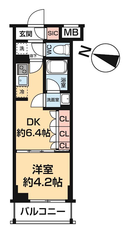 ＡＲＣＯＢＡＬＥＮＯ ＨＡＳＵＮＥⅠ 0307号室 間取り