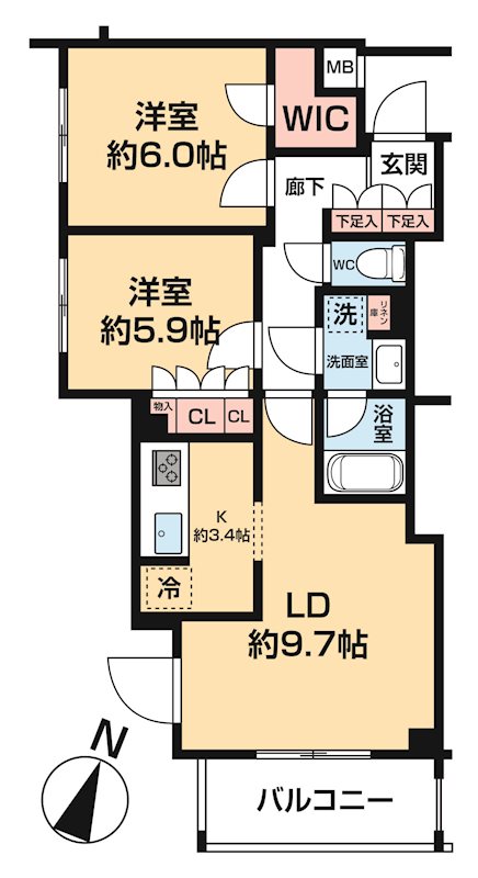 ＡＲＣＯＢＡＬＥＮＯ ＨＡＳＵＮＥⅠ 0501号室 間取り