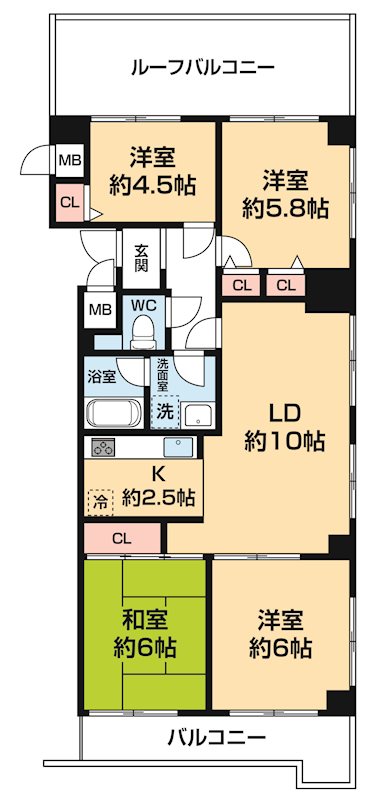 コスモ磯子パークサイド 0601号室 間取り