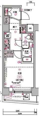 ＡＲＣＯＢＡＬＥＮＯ ＭＵＳＡＳＨＩＫＯＹＡＭＡ 0304号室 間取り