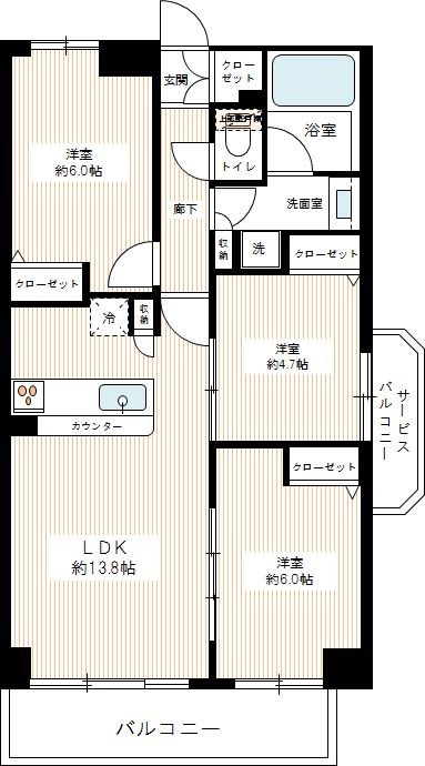 ベルドゥムール草加新田Ⅱ 0206号室 間取り