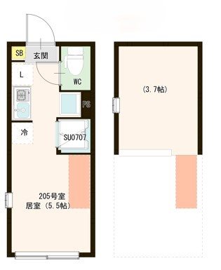 MIKI 0205号室 間取り