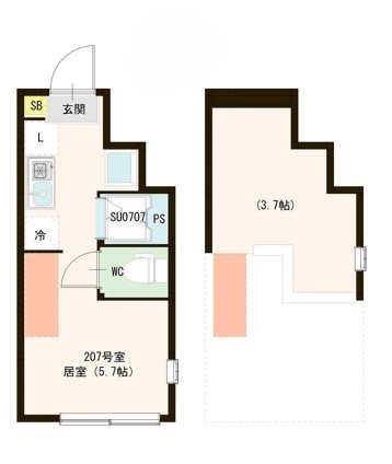 MIKI 0207号室 間取り