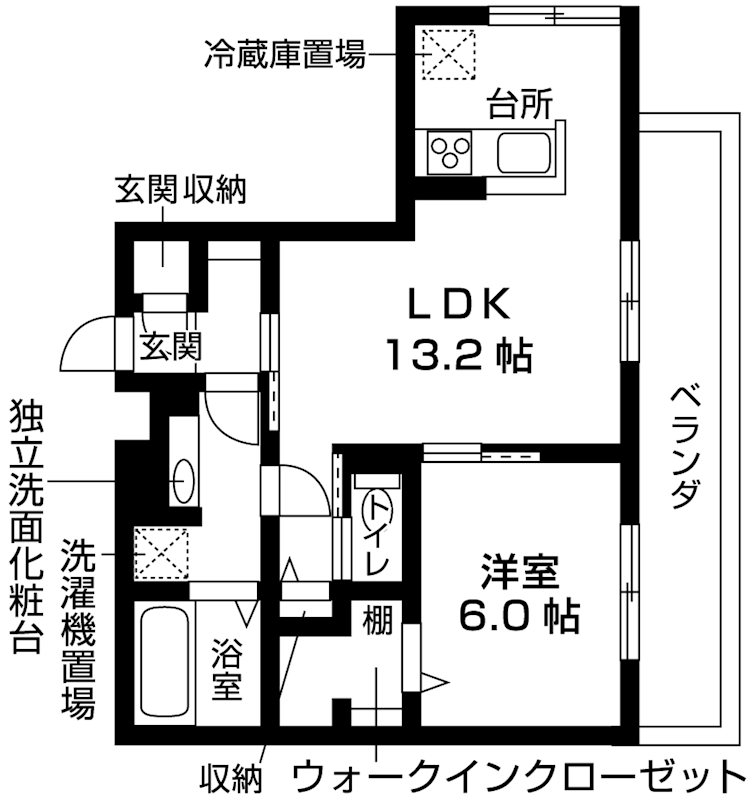 GRAMM東小野堀町A 間取り図