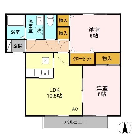 カーサ城之内B 間取り