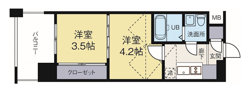 No.60VTOWER天神 1310号室 間取り