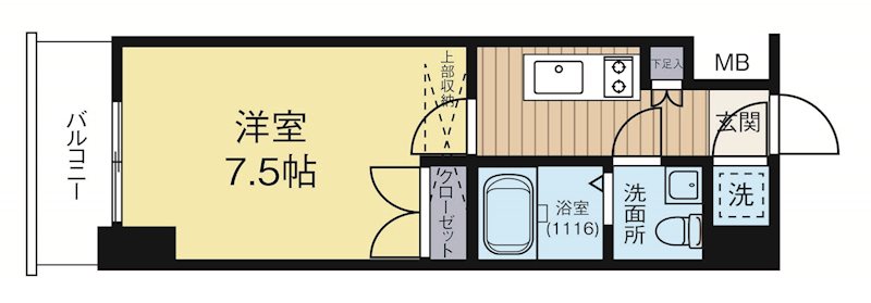 クラブオリエントNo72ハーバーイーストタワー 1112号室 間取り