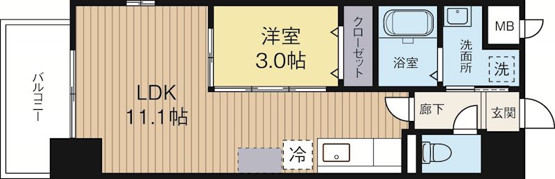 ルピナス天神 907号室 間取り