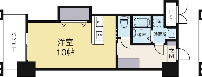 ロイヤル渡辺通2 88 1007号室 間取り