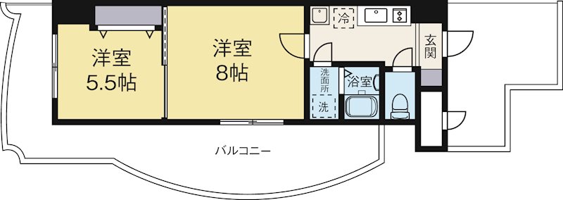 ロイヤル渡辺通154 1501号室 間取り