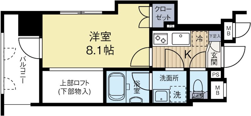 アクタス大手門2 401号室 間取り
