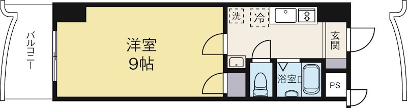 ロイヤル渡辺通154 1309号室 間取り