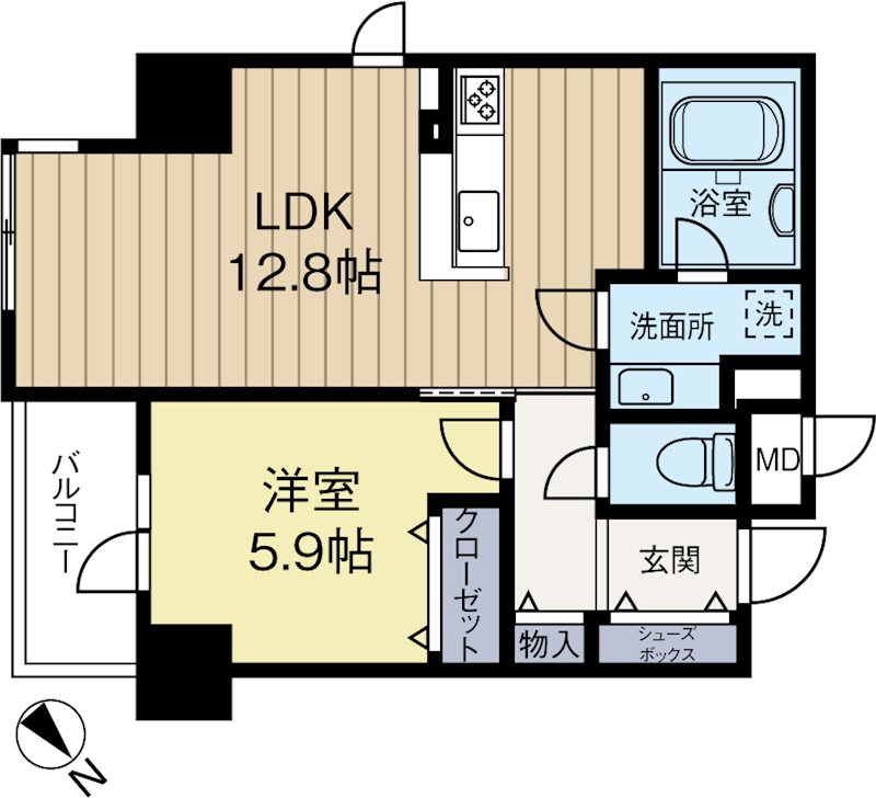 リーブル博多駅前 1307号室 間取り