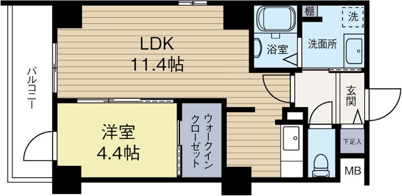 フォレストドルフ天神 402号室 間取り