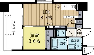 サヴォイエリート 1405号室 間取り