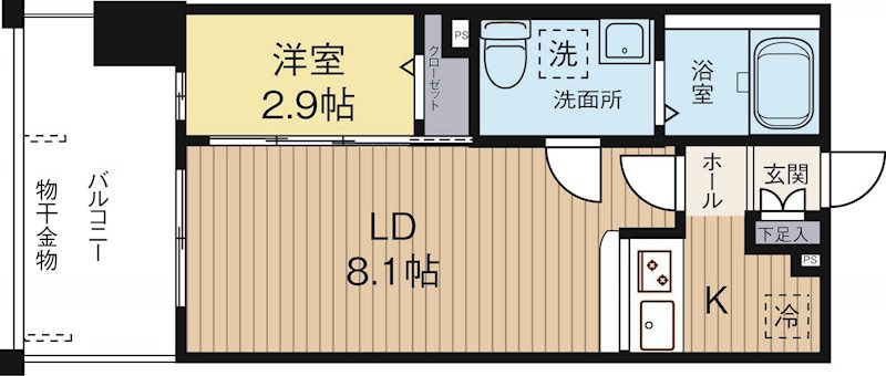 グランフォーレプライム大手門 1003号室 間取り