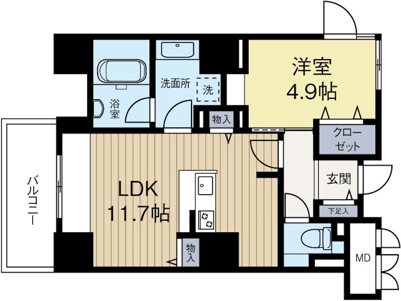 リーブル博多駅前 603号室 間取り