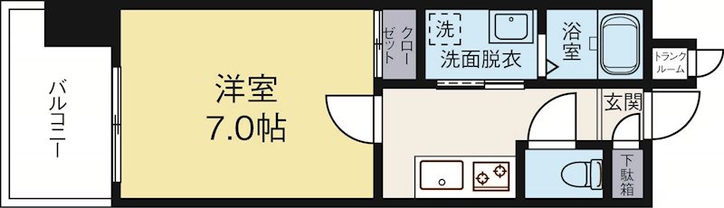サヴォイテンジンスクワイヤー 1306号室 間取り