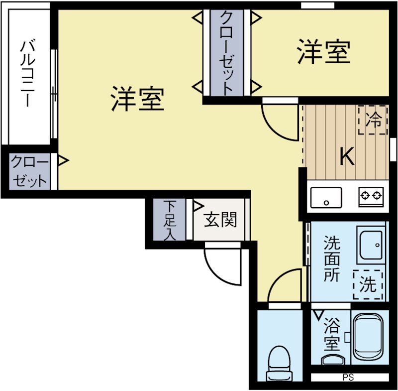 パピヨン箱崎宮前 301号室 間取り